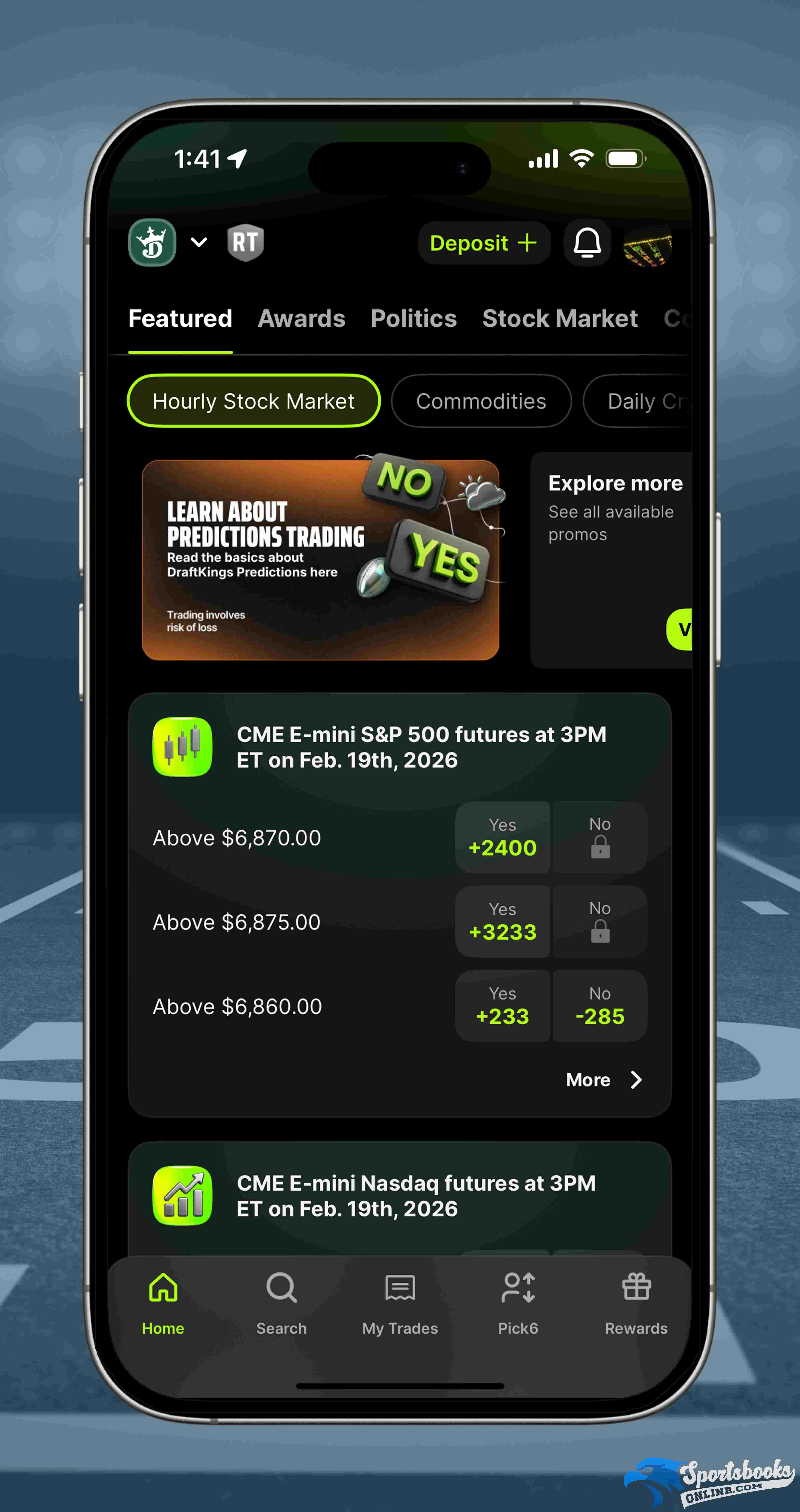 Stock Markets on Draft Kings Predictions