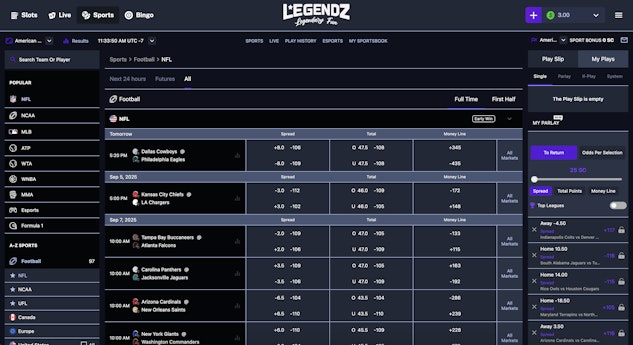 The Legendz Social Sportsbook home page