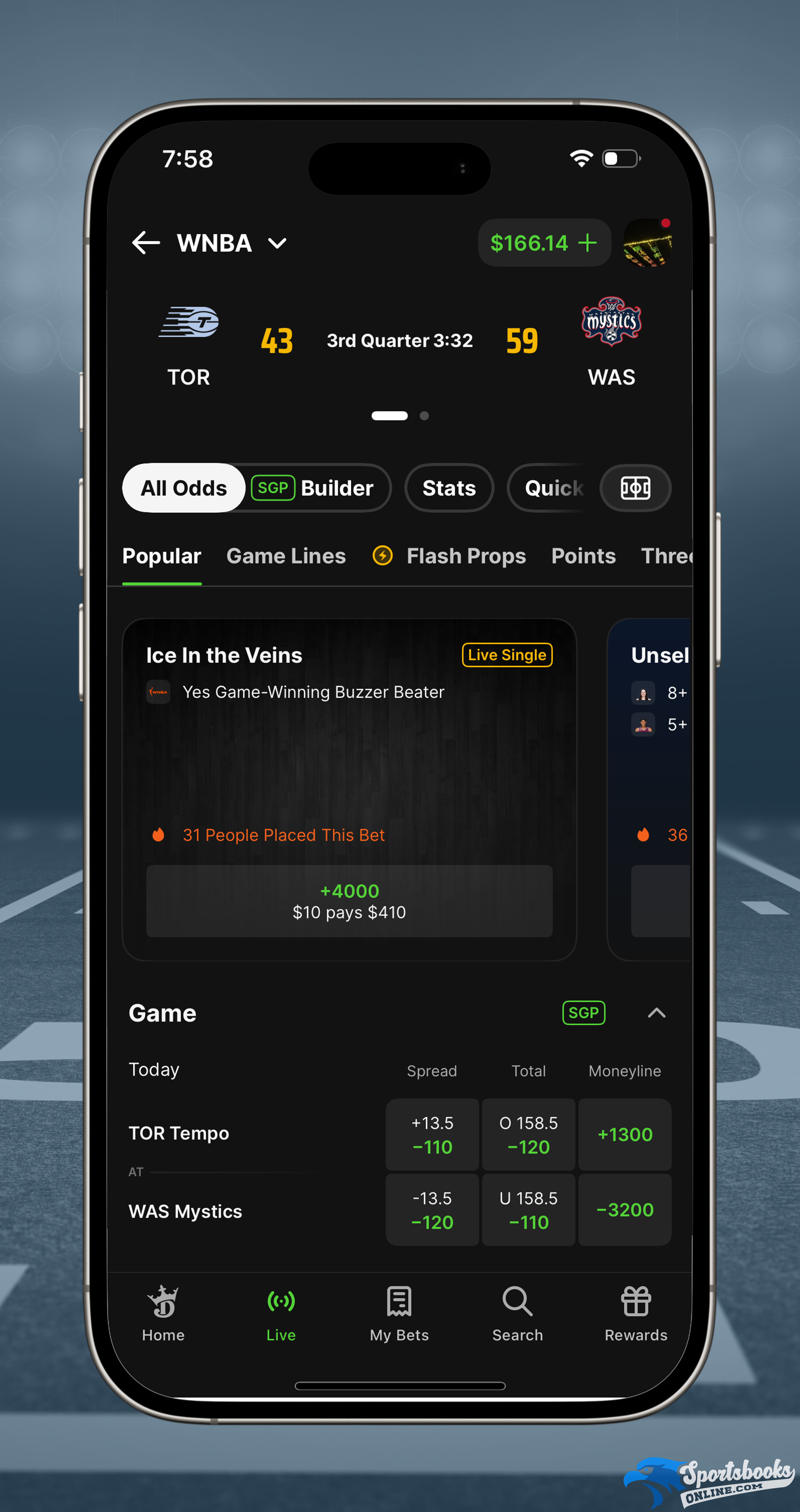 WNBA Live Betting on DraftKings