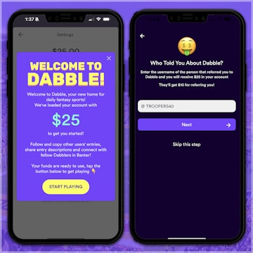 Welcome bonus and referrals on Dabble