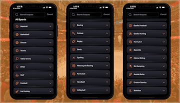 Wide array of sports on the Rebet app